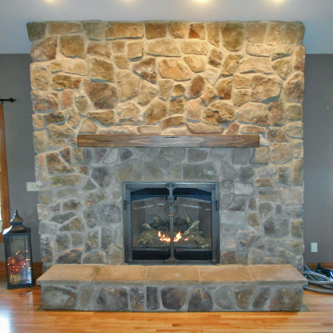Darlington WI custom stone chimney and fireplace