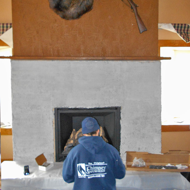 wood burning fireplace remodel in Prairie Du Chien Wi