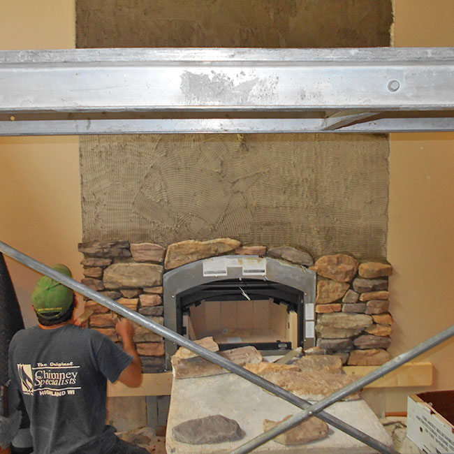 Baraboo Wi stone fireplace remodeling 