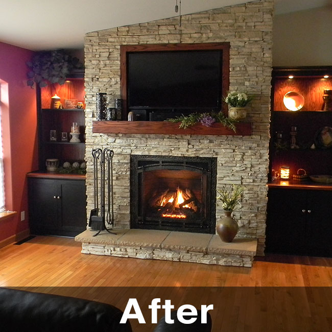 beautiful newly installed fireplace in Platteville WI 