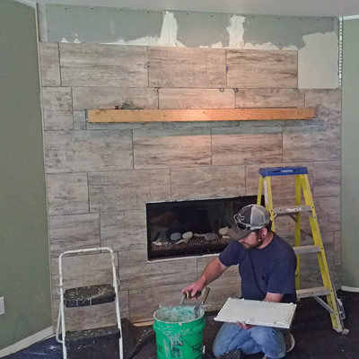 fireplace mantel install