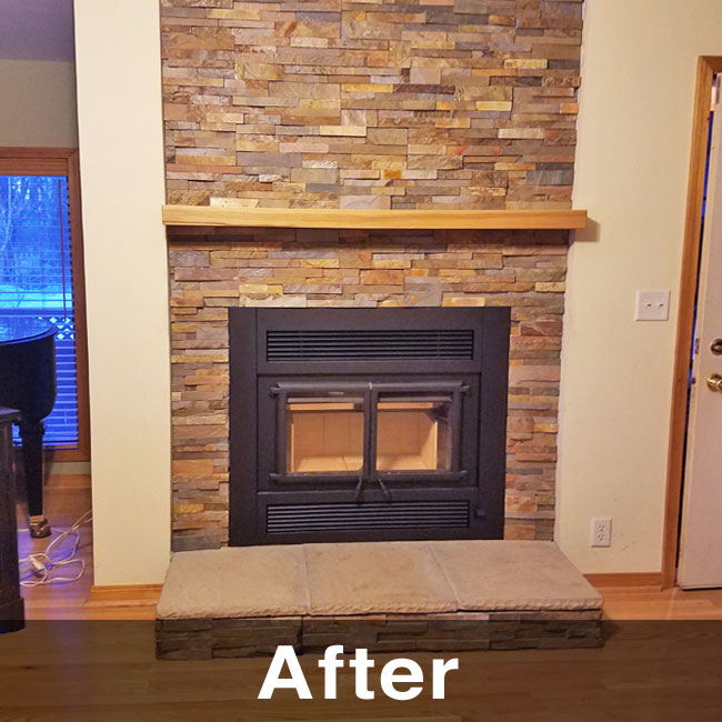 fireplace stone surround remodel
