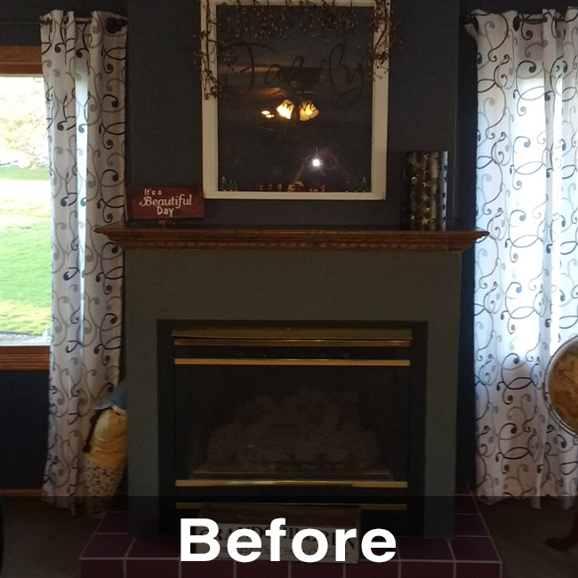 Dodgeville WI prefab outdated fireplace